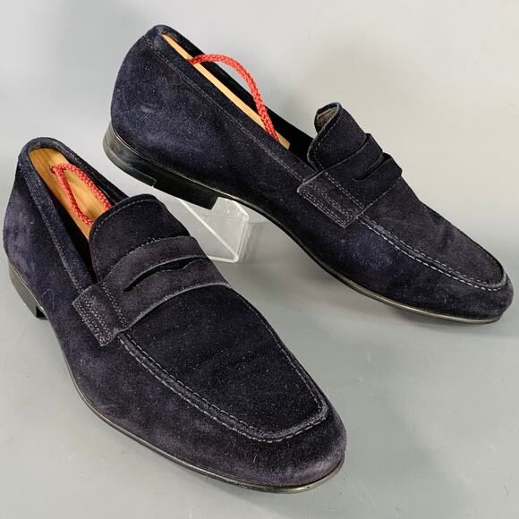 TO BOOT NY Size 7 Navy Suede Slip On Penny Loafers - Picture 1 of 8